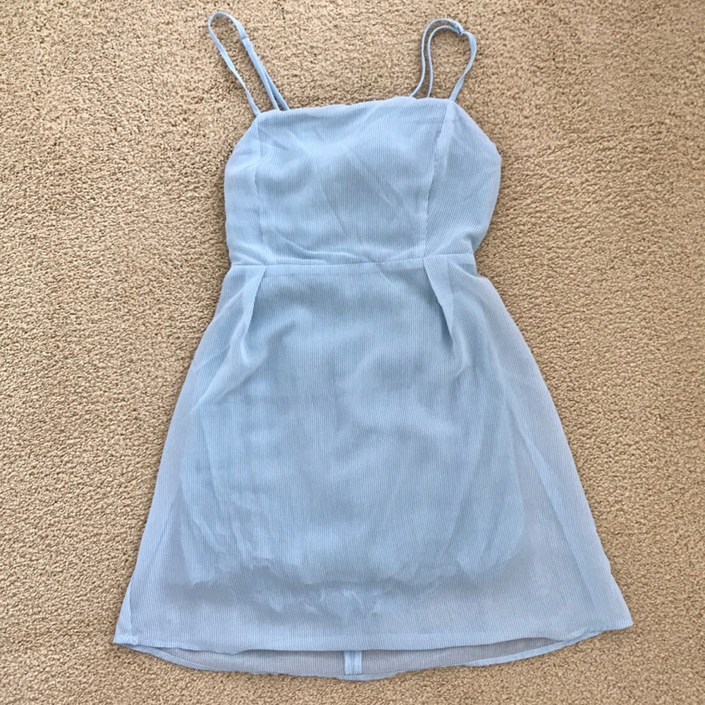 Spaghetti strap with blue and white stripes